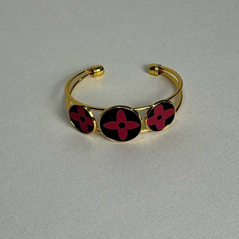 Louis Vuitton Pink Multicolor Murakami Canvas Gold Cuff Bracelet